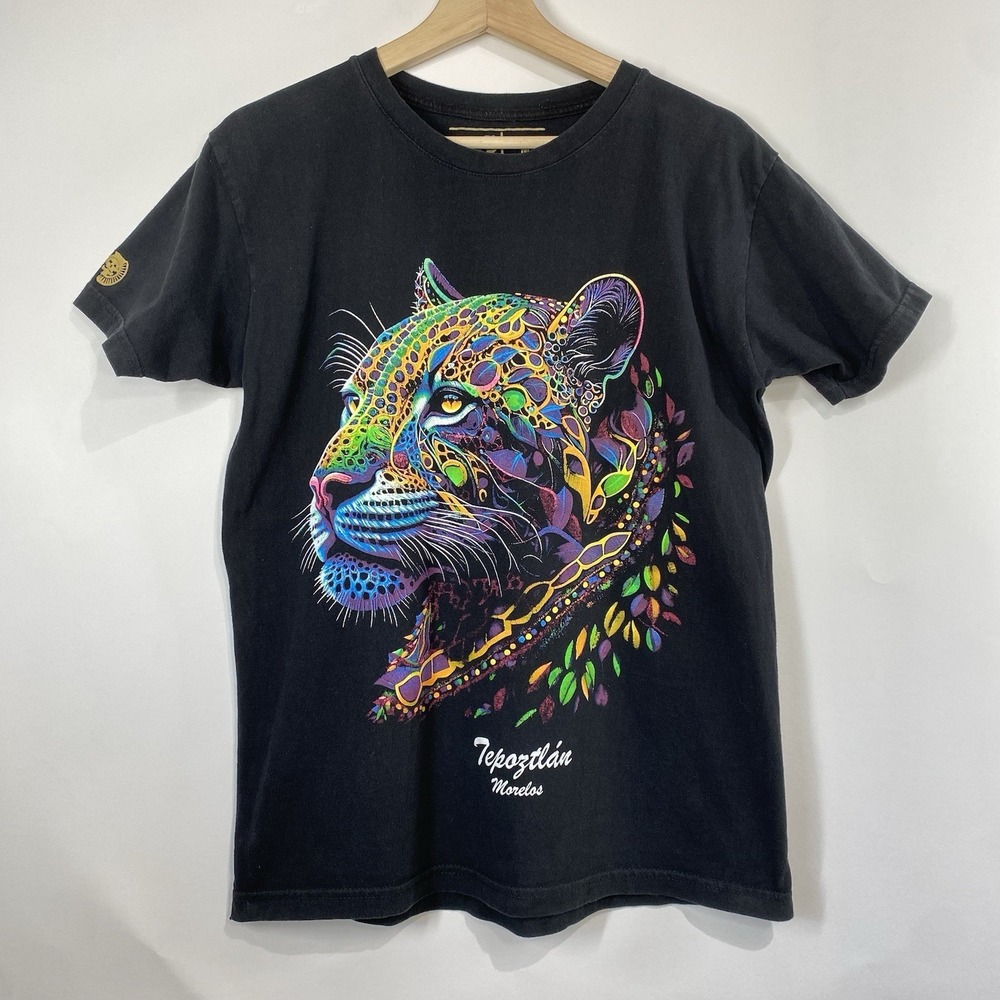 Playeras Mictlan Colorful Neon Leopard Graphic Cotton T Shirt Size M Unisex